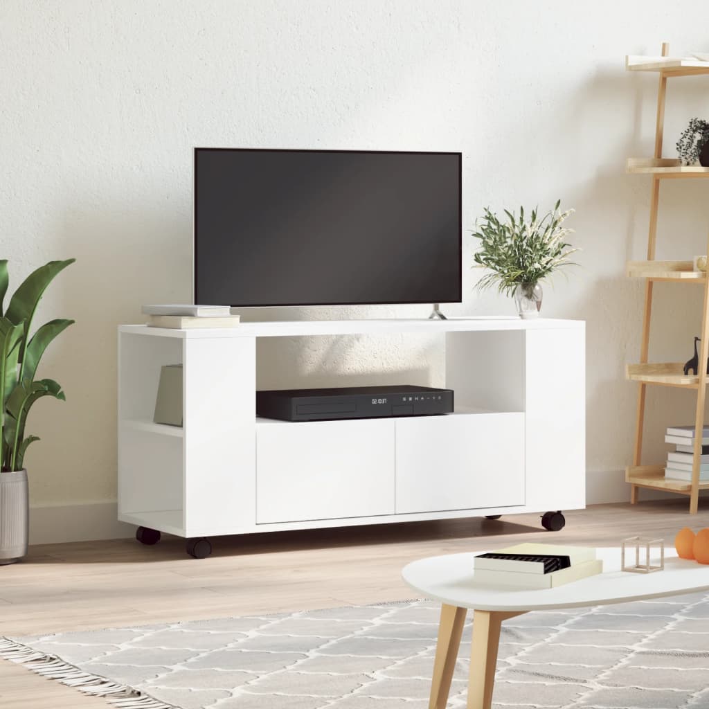 Meuble TV blanc 102x34,5x43 cm en bois