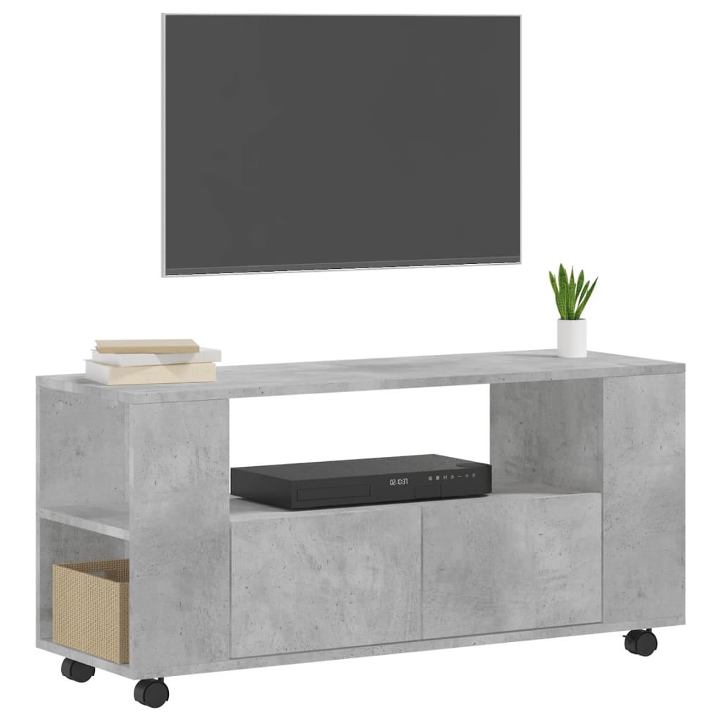 Meuble TV gris béton 102x34,5x43 cm en bois