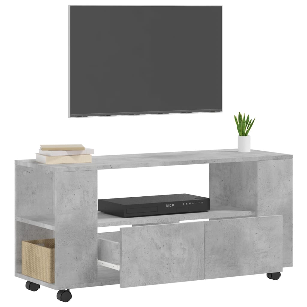 Meuble TV gris béton 102x34,5x43 cm en bois