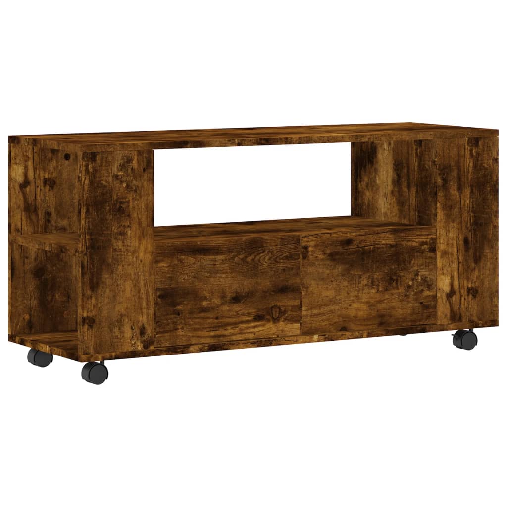 Meuble TV chêne fumé 102x34,5x43 cm matériau bois