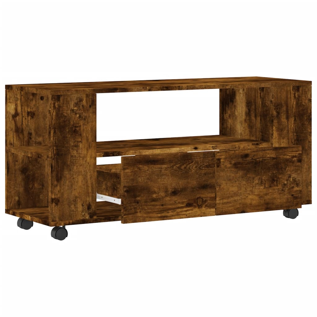 Meuble TV chêne fumé 102x34,5x43 cm matériau bois