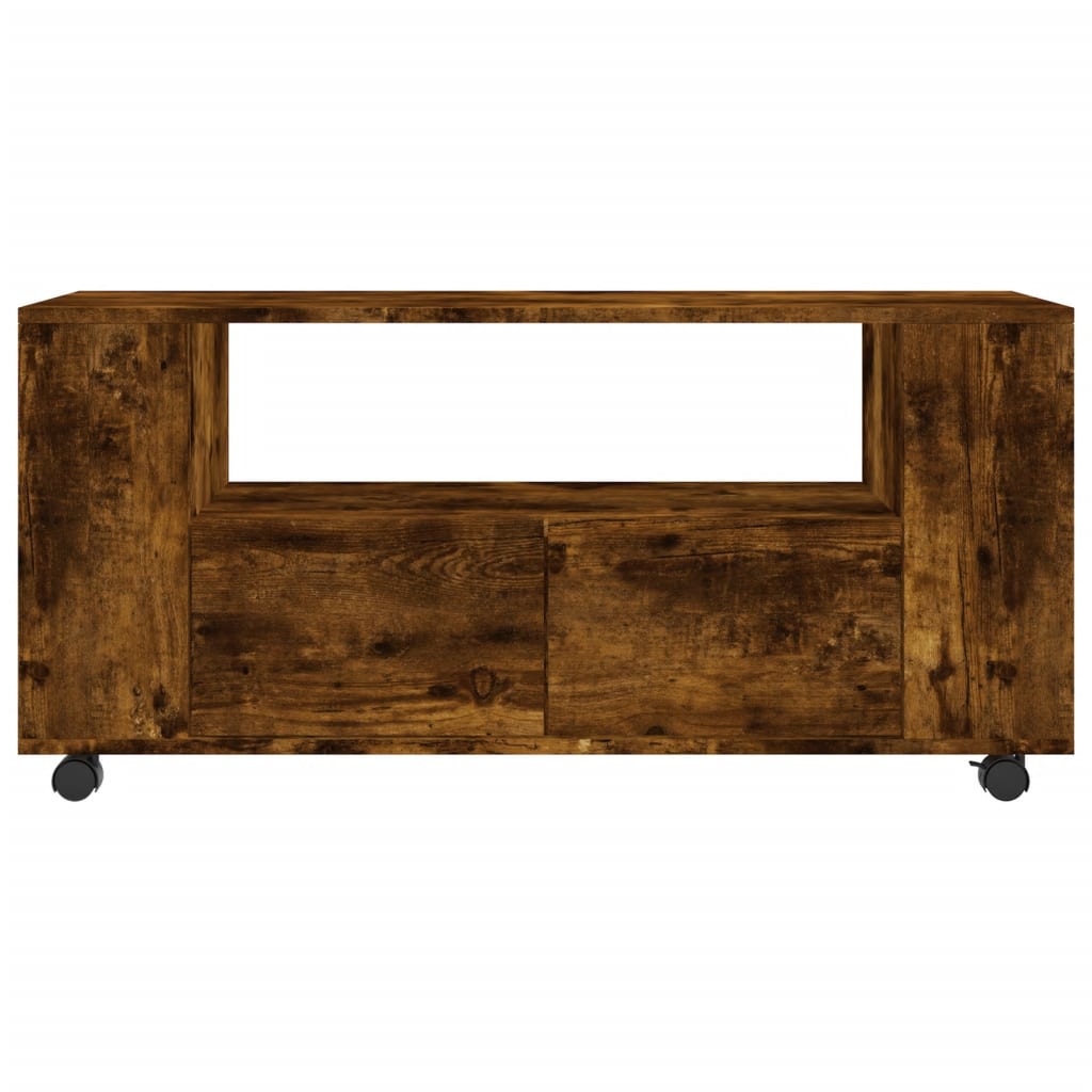 Meuble TV chêne fumé 102x34,5x43 cm matériau bois