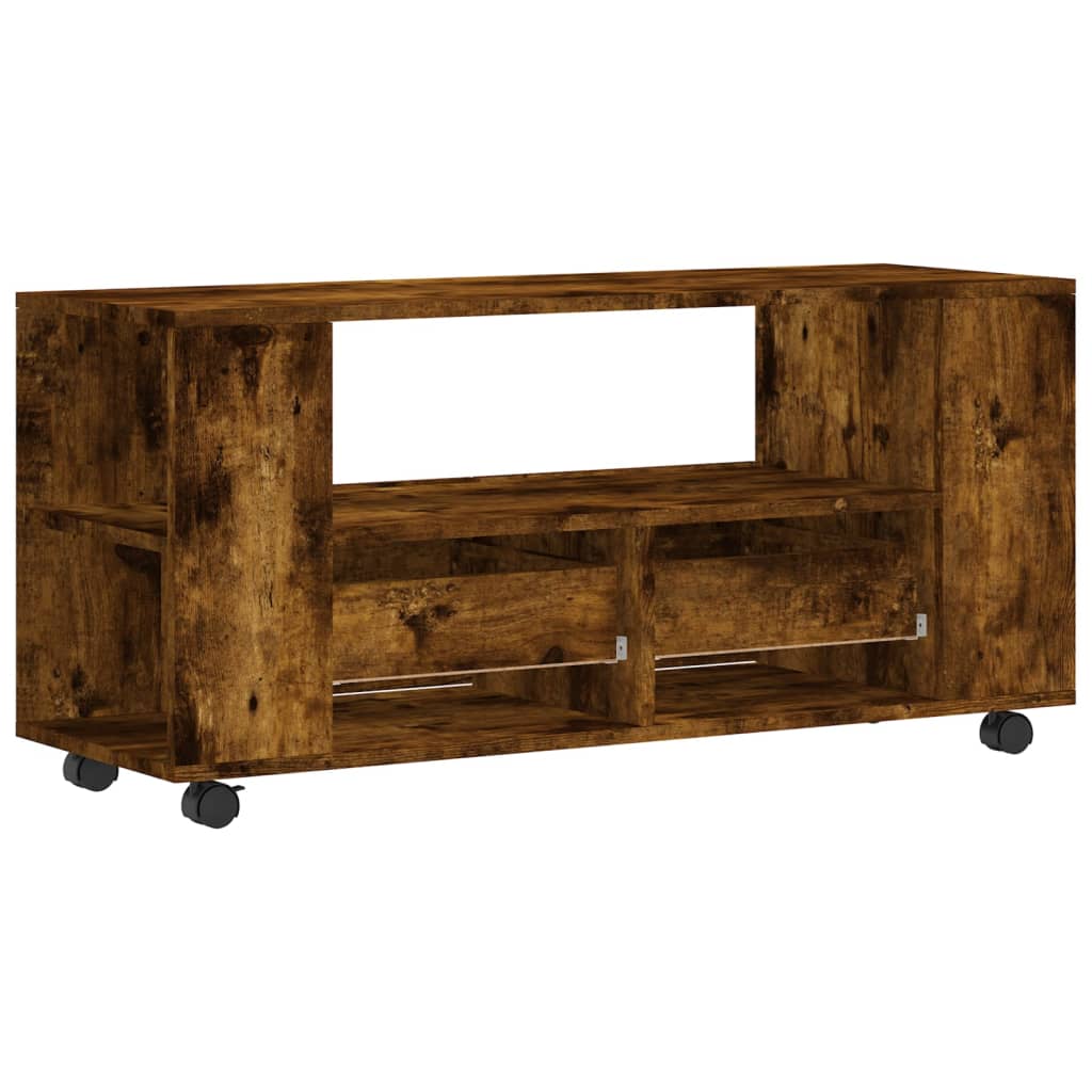 Meuble TV chêne fumé 102x34,5x43 cm matériau bois