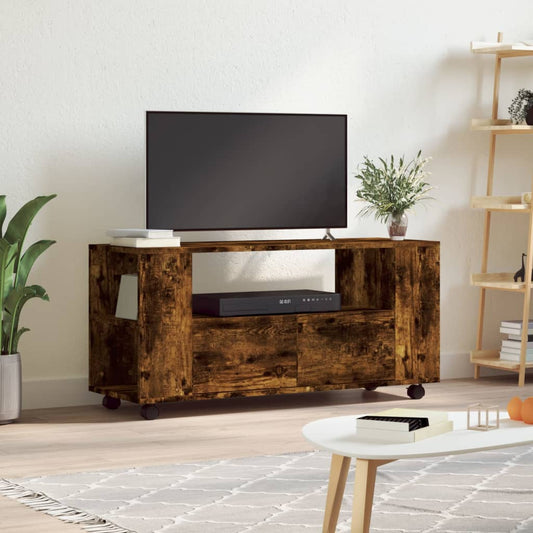 Meuble TV chêne fumé 102x34,5x43 cm matériau bois