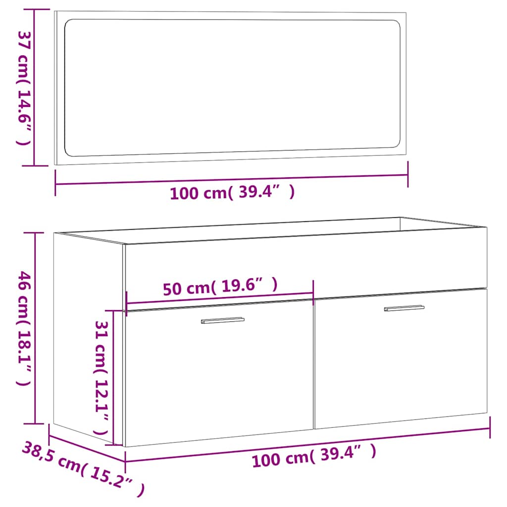 Badschrank mit Spiegel Sonoma-Eiche Holzwerkstoff