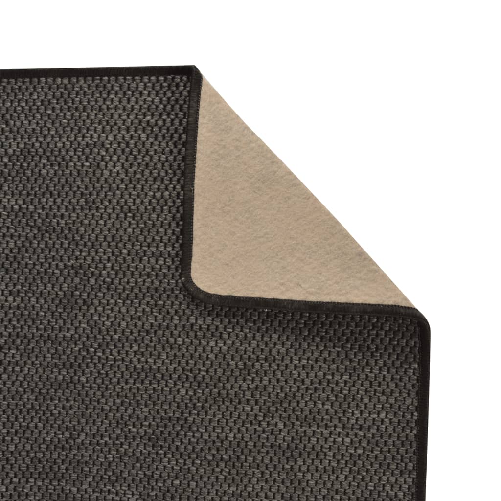 Tapis de couloir aspect sisal anthracite 50x100 cm