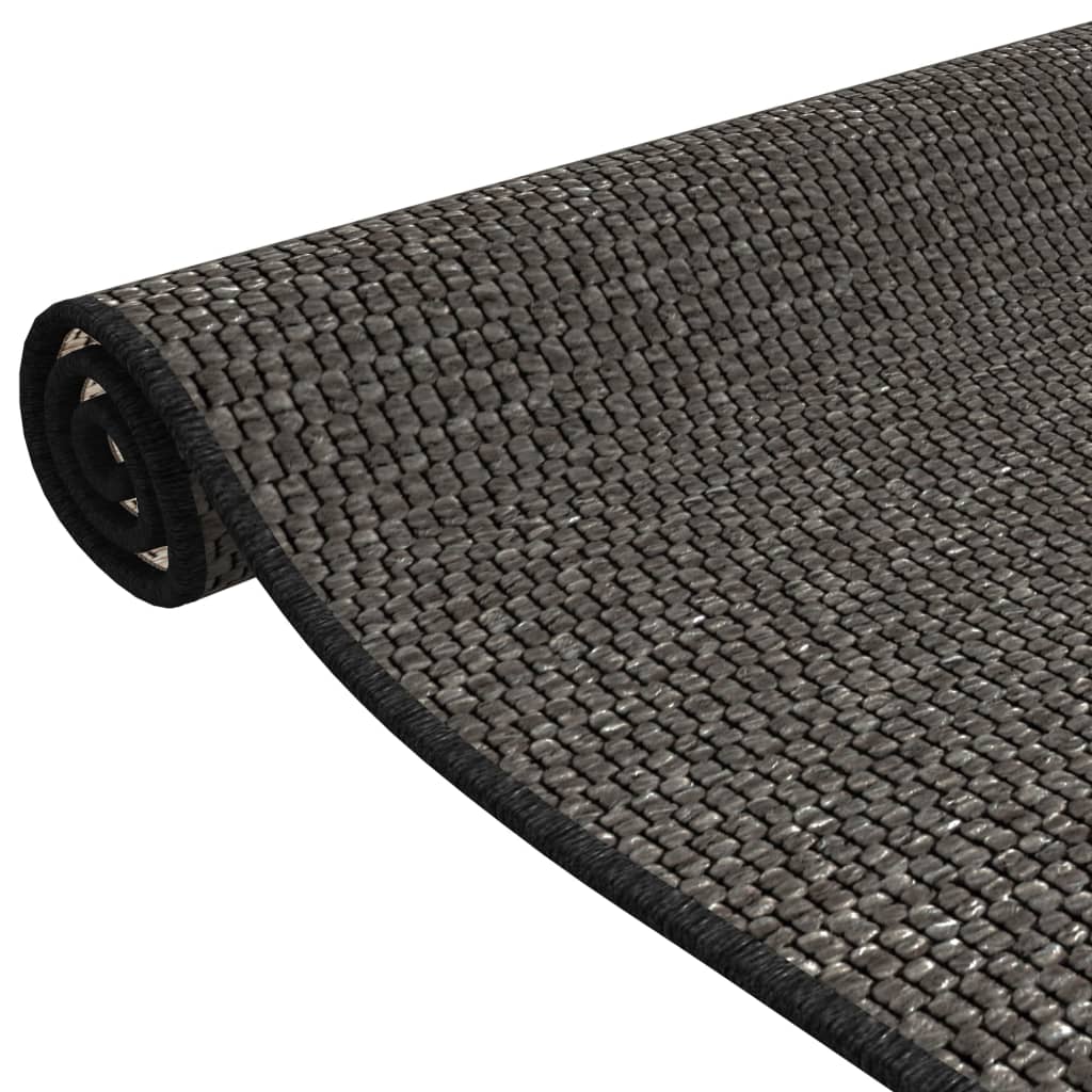 Tapis de couloir aspect sisal anthracite 50x100 cm