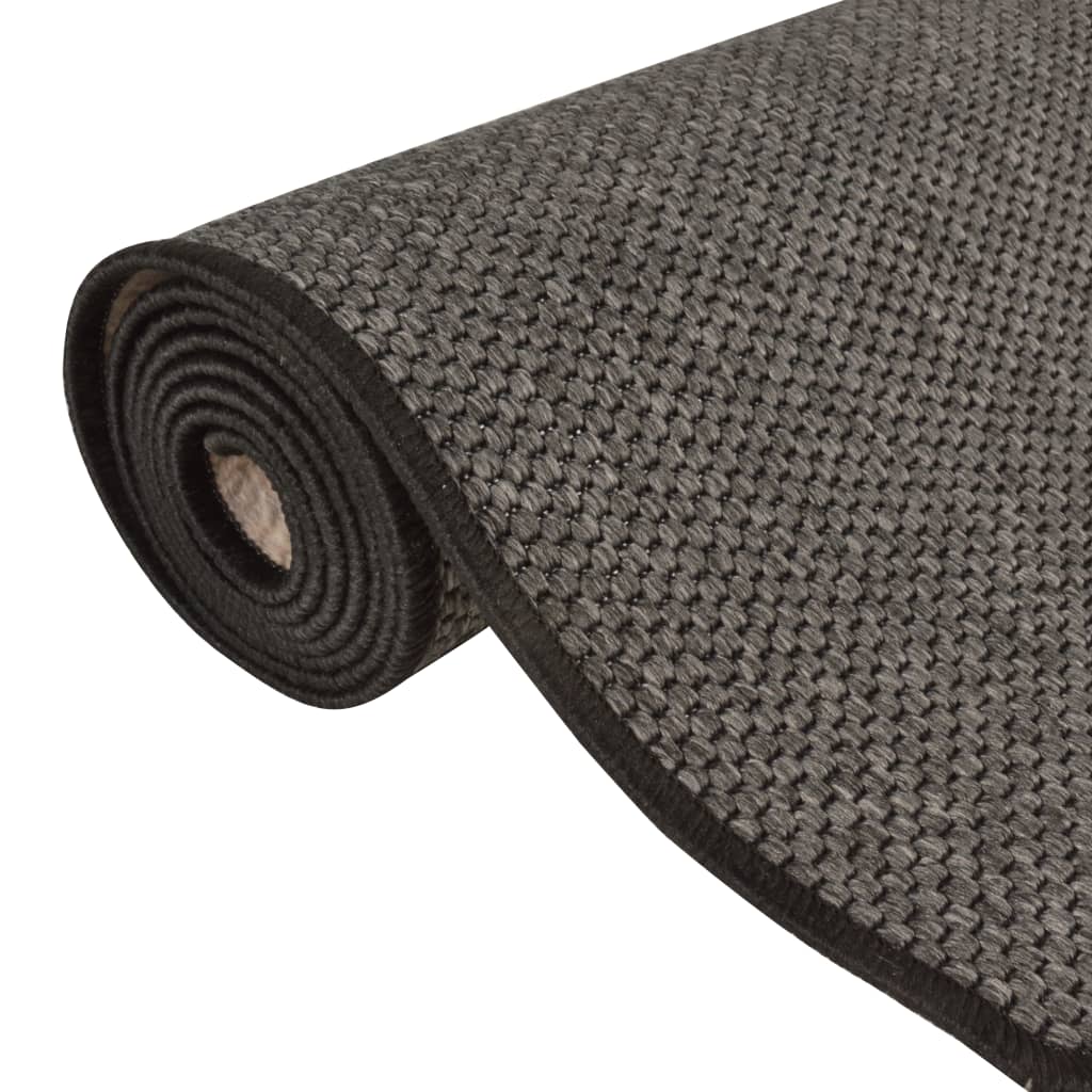 Tapis de couloir aspect sisal anthracite 50x250 cm