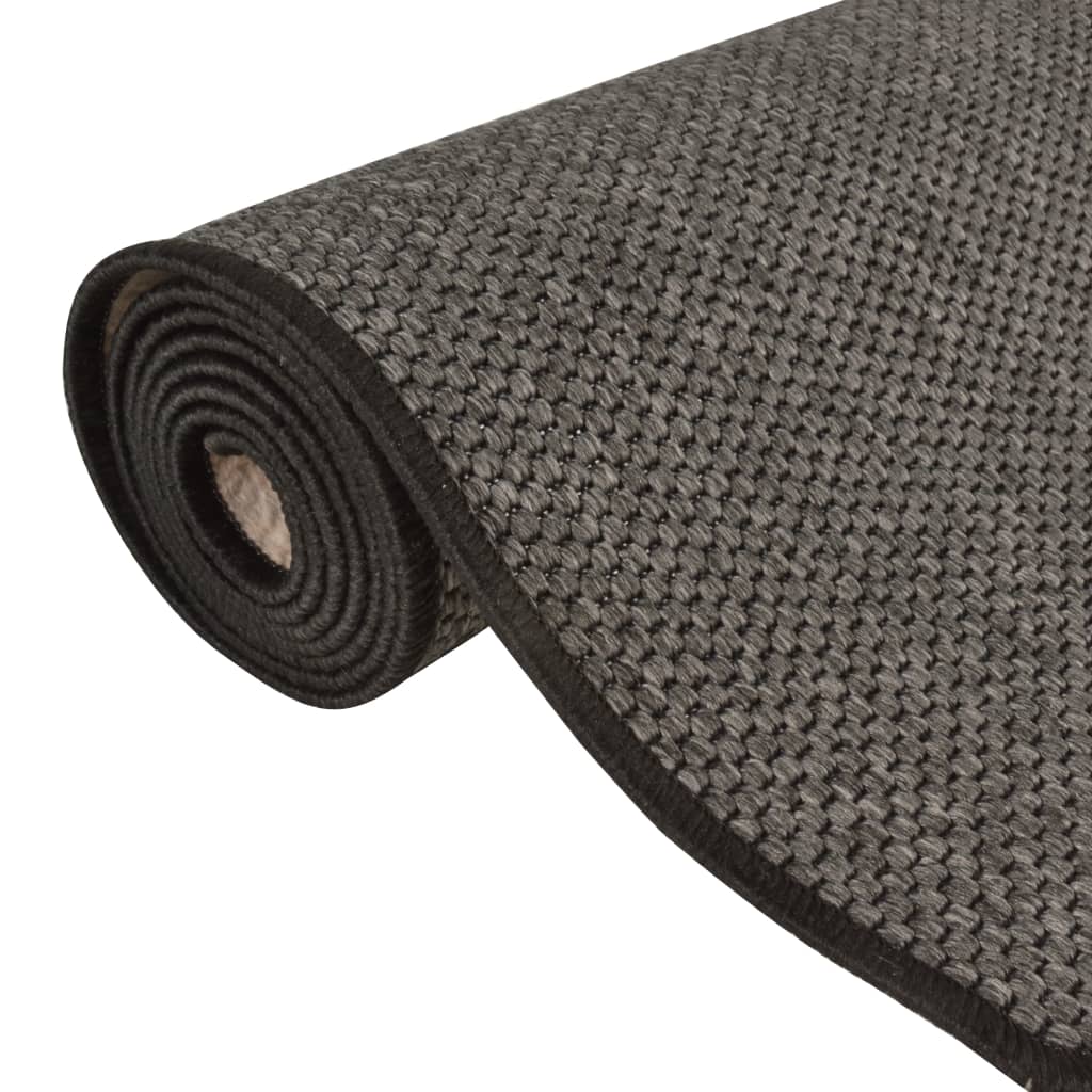 Tapis de couloir aspect sisal anthracite 80x300 cm