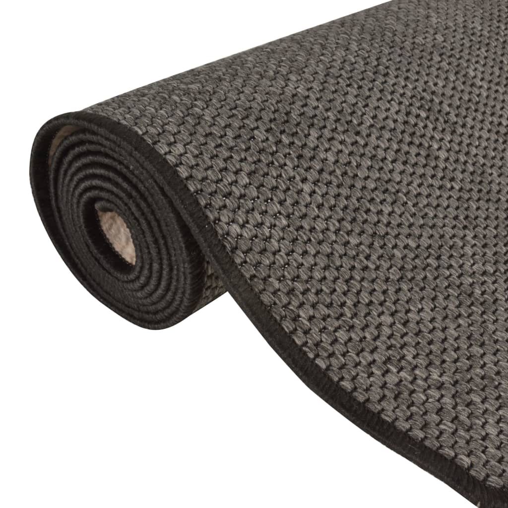 Tapis de couloir aspect sisal anthracite 80x400 cm