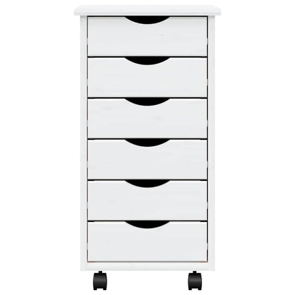 Rollschrank mit Schubladen MOSS Weiß Massivholz Kiefer