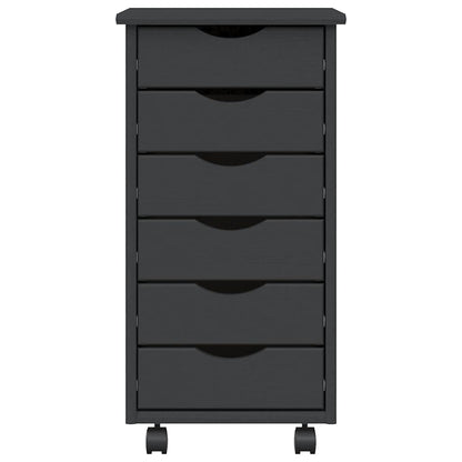 Rollschrank mit Schubladen MOSS Grau Massivholz Kiefer