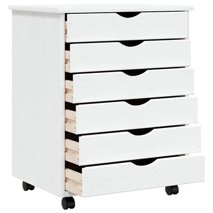 Rollschrank mit Schubladen MOSS Weiß Massivholz Kiefer