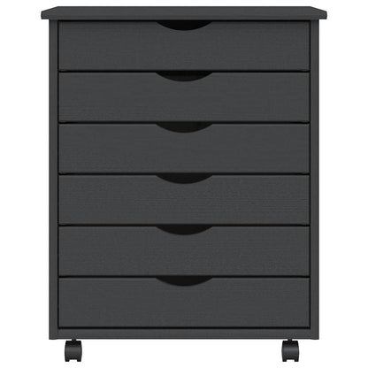 Rollschrank mit Schubladen MOSS Grau Massivholz Kiefer