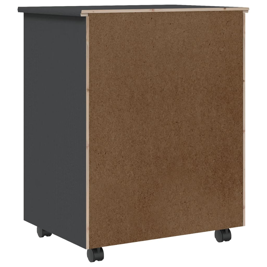 Servante roulante avec tiroirs MOSS Gris en pin massif