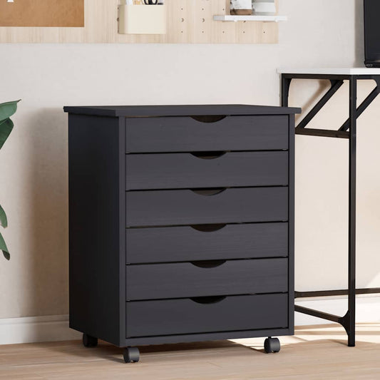 Servante roulante avec tiroirs MOSS Gris en pin massif