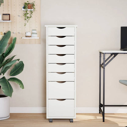 Rollschrank mit Schubladen MOSS Weiß Massivholz Kiefer