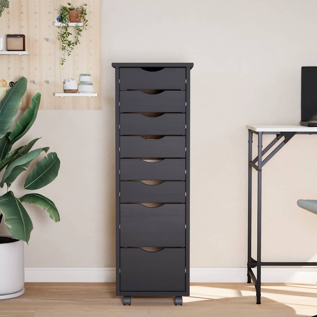 Servante roulante avec tiroirs MOSS Gris en pin massif