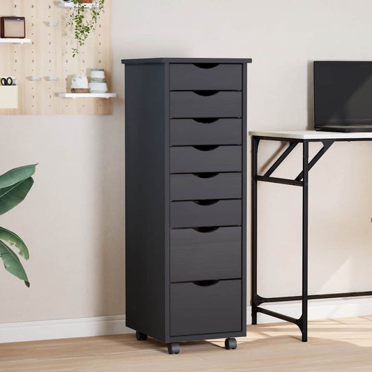 Servante roulante avec tiroirs MOSS Gris en pin massif