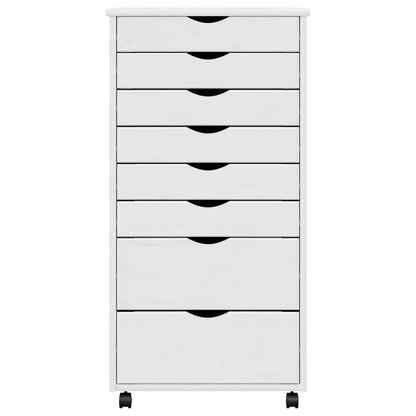 Rollschrank mit Schubladen MOSS Weiß Massivholz Kiefer