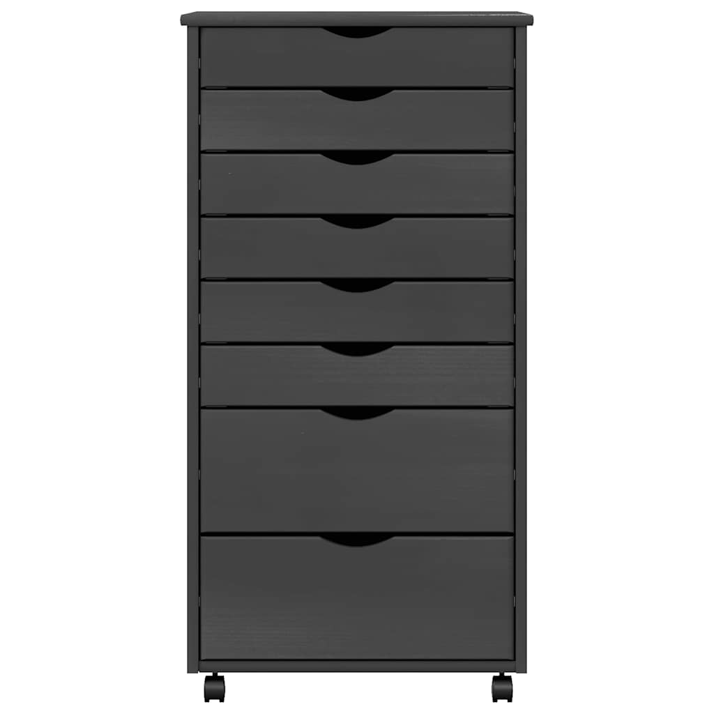 Servante roulante avec tiroirs MOSS Gris en pin massif