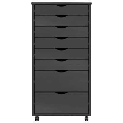 Rollschrank mit Schubladen MOSS Grau Massivholz Kiefer
