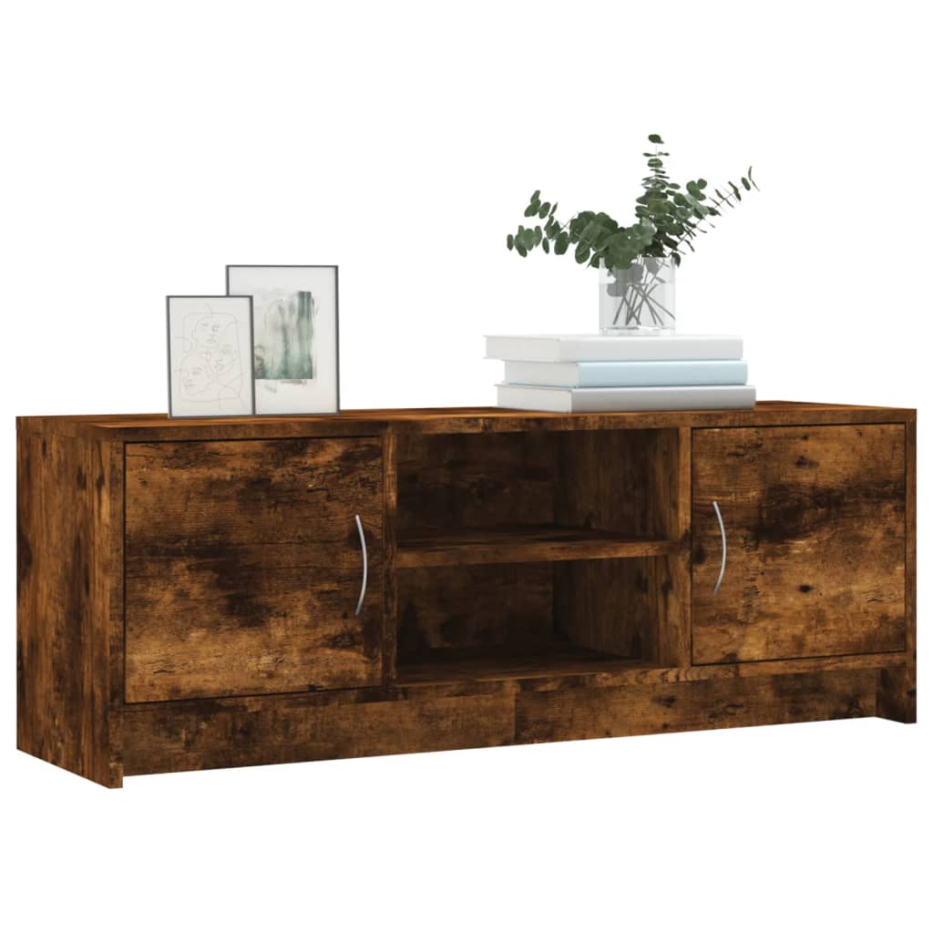 Meuble TV chêne fumé 102x30x37,5 cm matériau bois