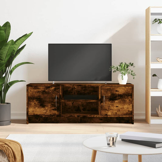 Meuble TV chêne fumé 102x30x37,5 cm matériau bois