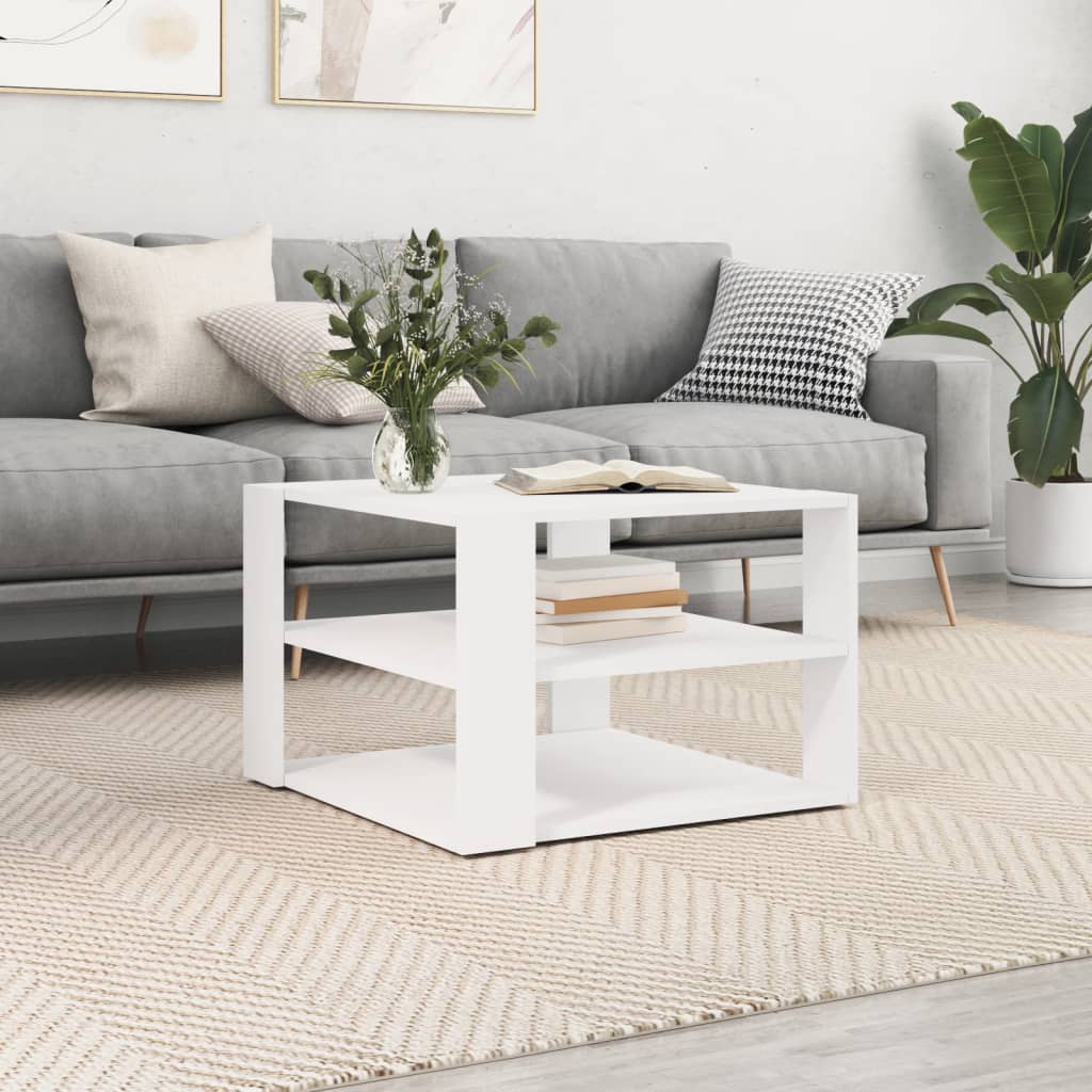 Table basse blanche 59,5x59,5x40 cm en bois