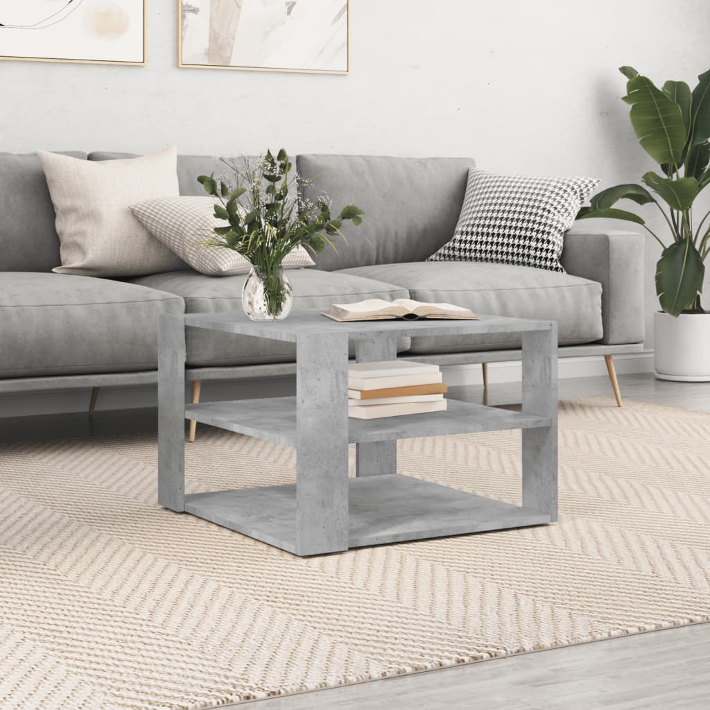 Table basse en béton gris 59,5 x 59,5 x 40 cm, matériau bois