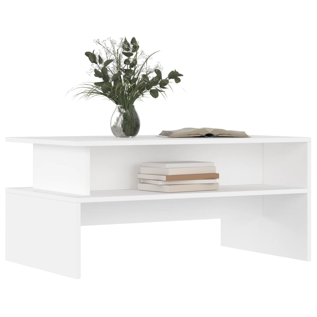 Table basse blanche 90x55x42,5 cm en bois