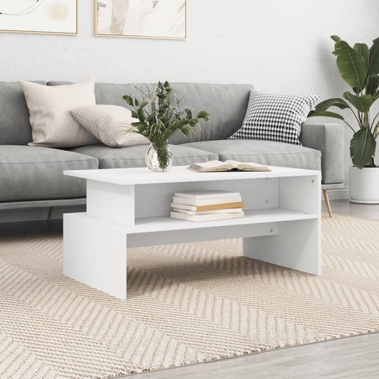 Table basse blanche 90x55x42,5 cm en bois