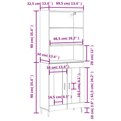 Highboard Sonoma-Eiche 69,5x34x180 cm Holzwerkstoff
