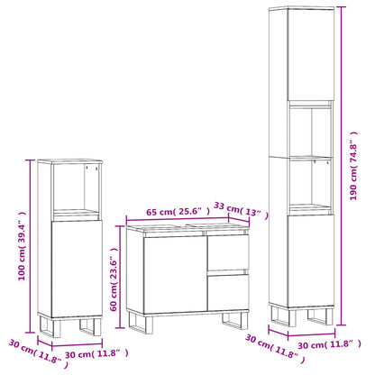 3-tlg. Badmöbel-Set Weiß Holzwerkstoff