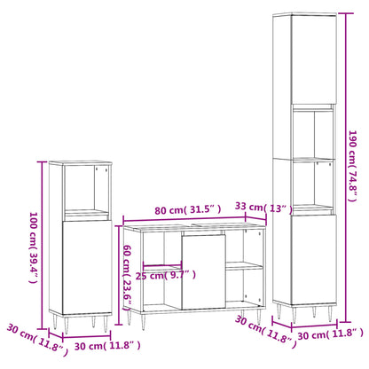 3-tlg. Badmöbel-Set Weiß Holzwerkstoff