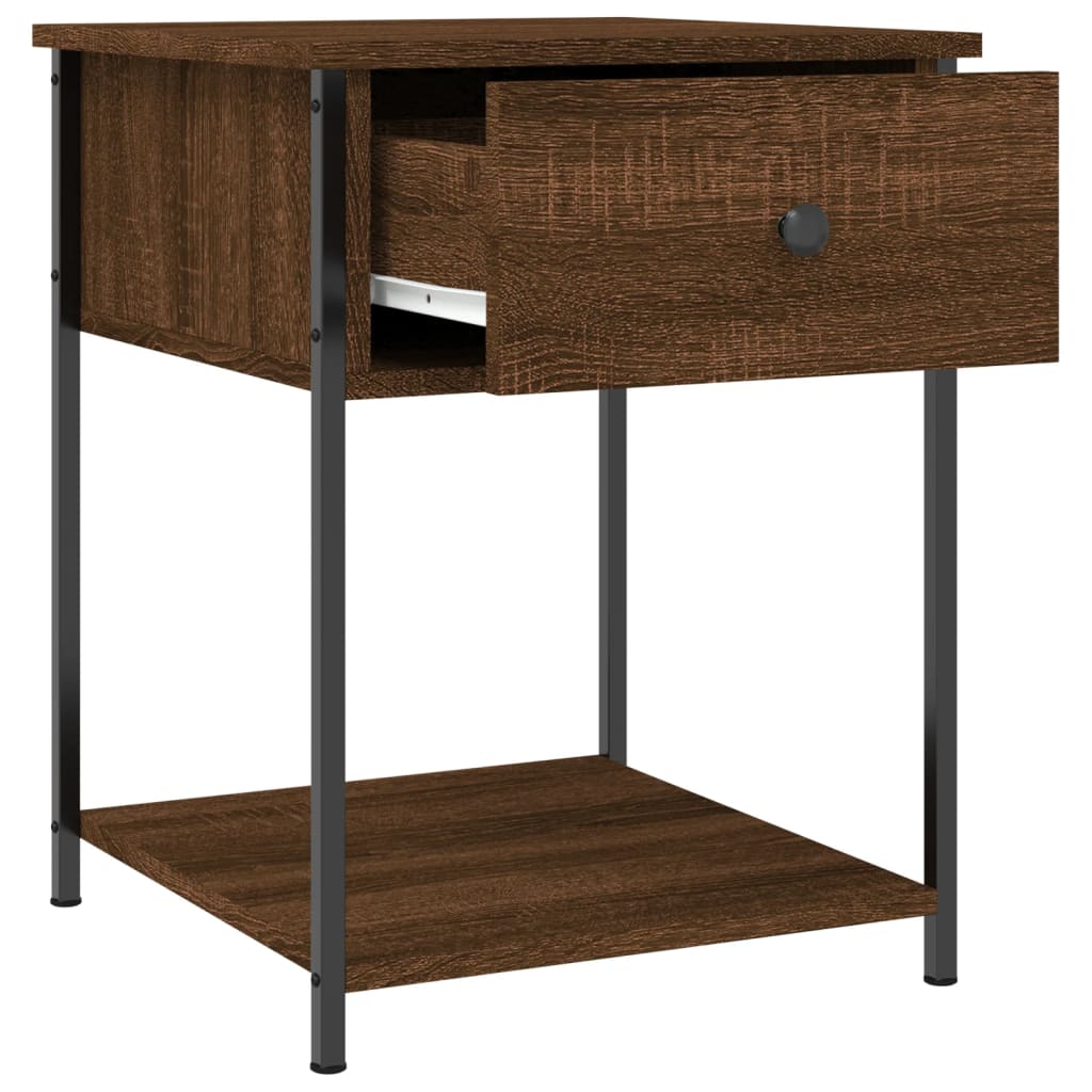 Table de chevet aspect chêne marron 44x45x58 cm en bois