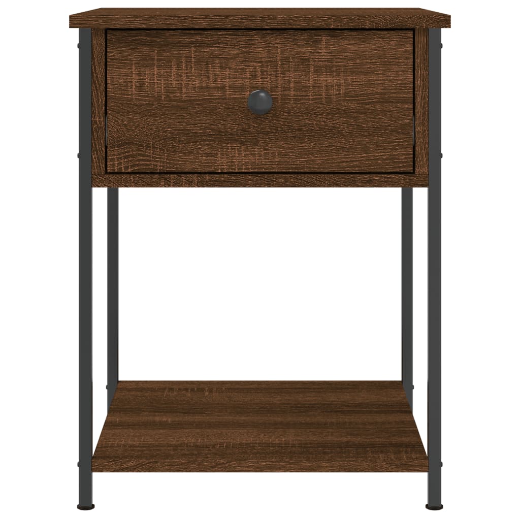 Table de chevet aspect chêne marron 44x45x58 cm en bois