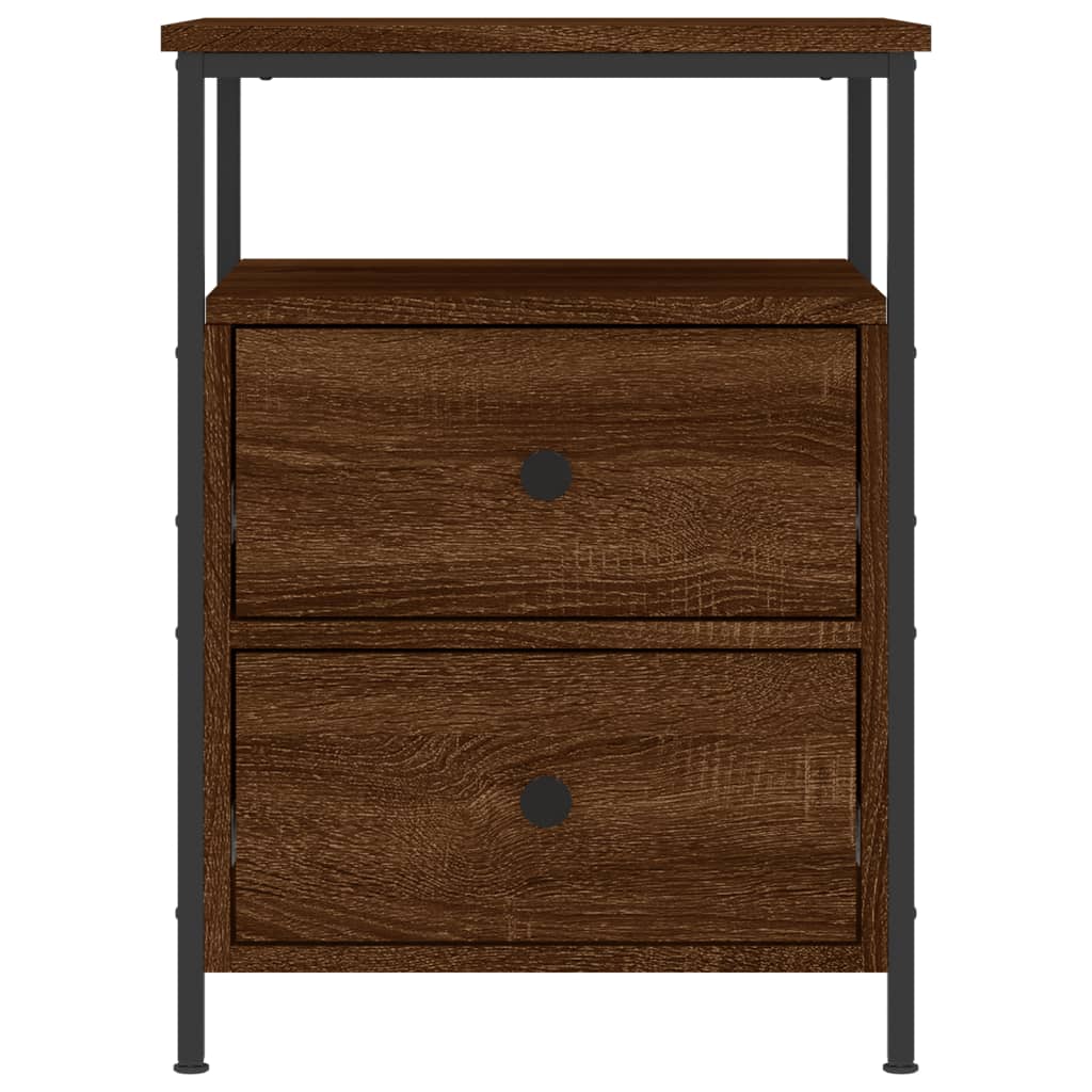 Table de chevet aspect chêne marron 44x45x60 cm en bois