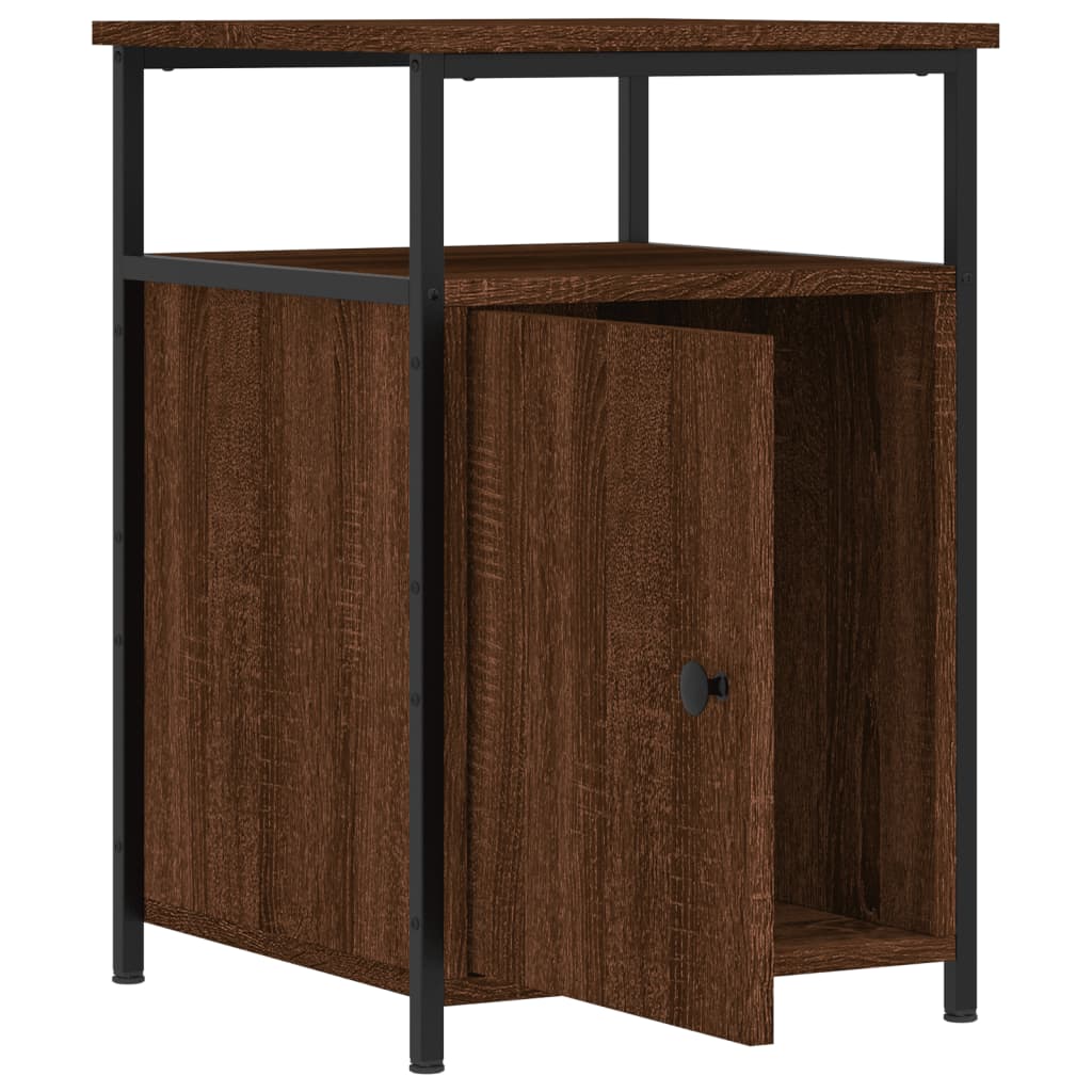 Table de chevet aspect chêne marron 40x42x60 cm en bois