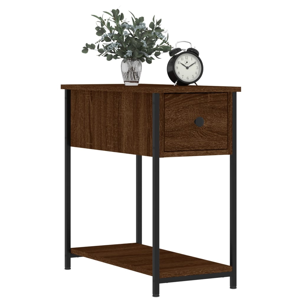 Table de chevet aspect chêne marron 30x60x60 cm en bois