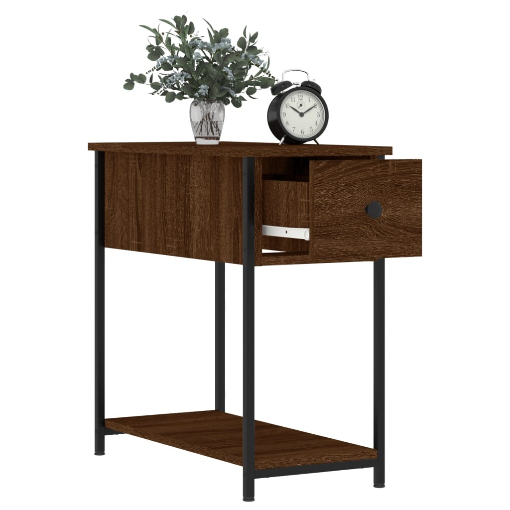 Table de chevet aspect chêne marron 30x60x60 cm en bois