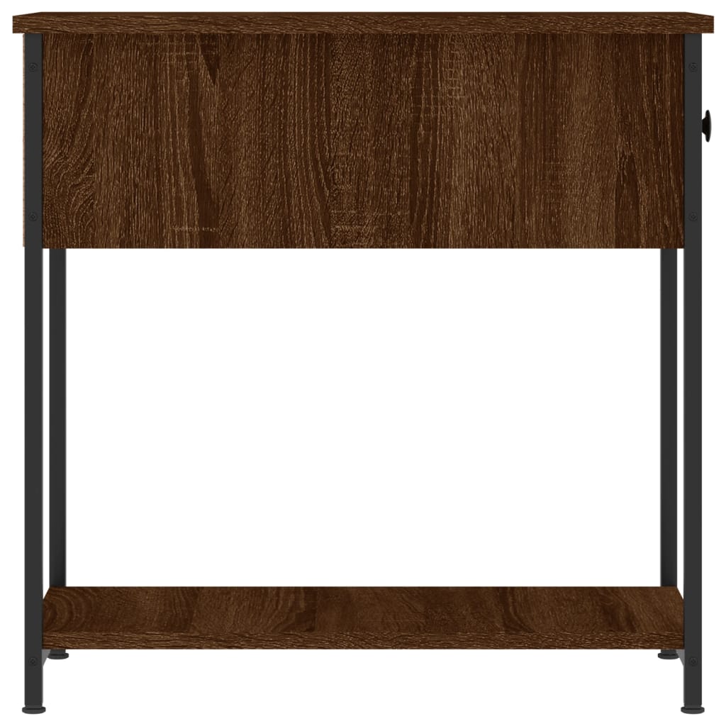 Table de chevet aspect chêne marron 30x60x60 cm en bois