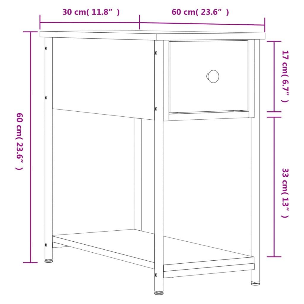 Nachttisch Braun Eichen-Optik 30x60x60 cm Holzwerkstoff