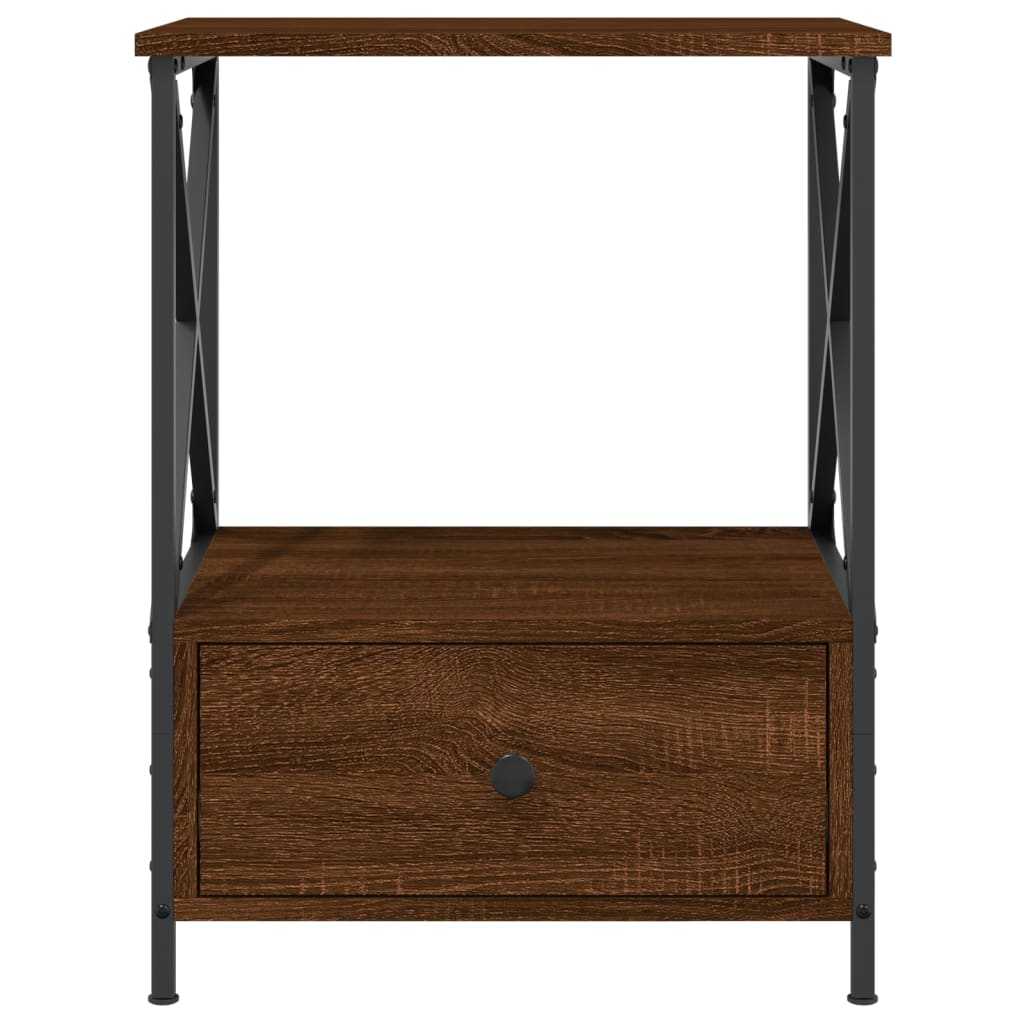 Table de chevet aspect chêne marron 50x41x65 cm en bois