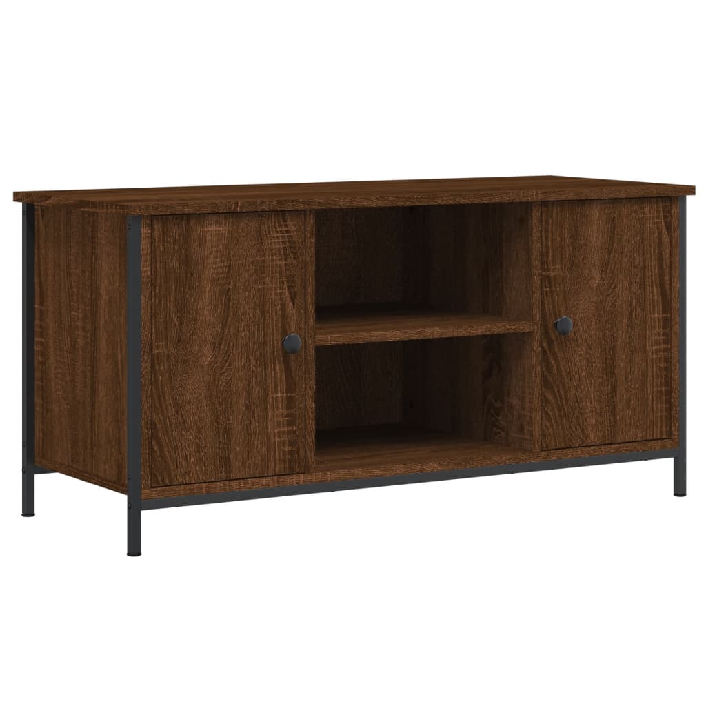 Meuble TV aspect chêne marron 100x40x50 cm matériau bois