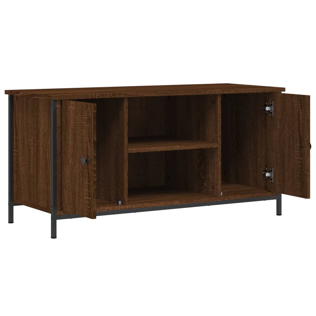 Meuble TV aspect chêne marron 100x40x50 cm matériau bois