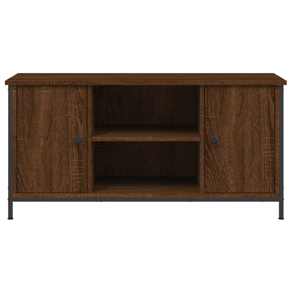 Meuble TV aspect chêne marron 100x40x50 cm matériau bois