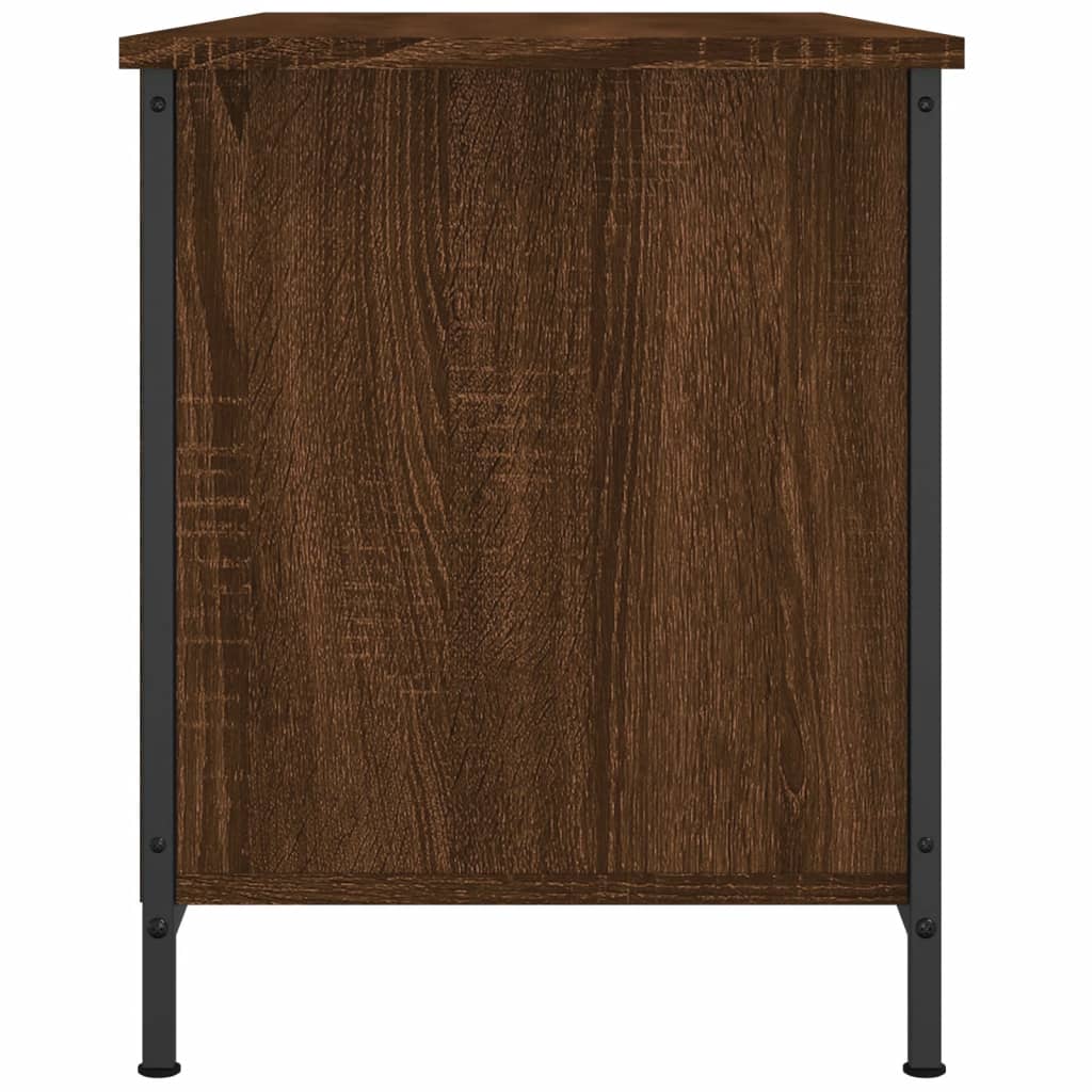 Meuble TV aspect chêne marron 100x40x50 cm matériau bois