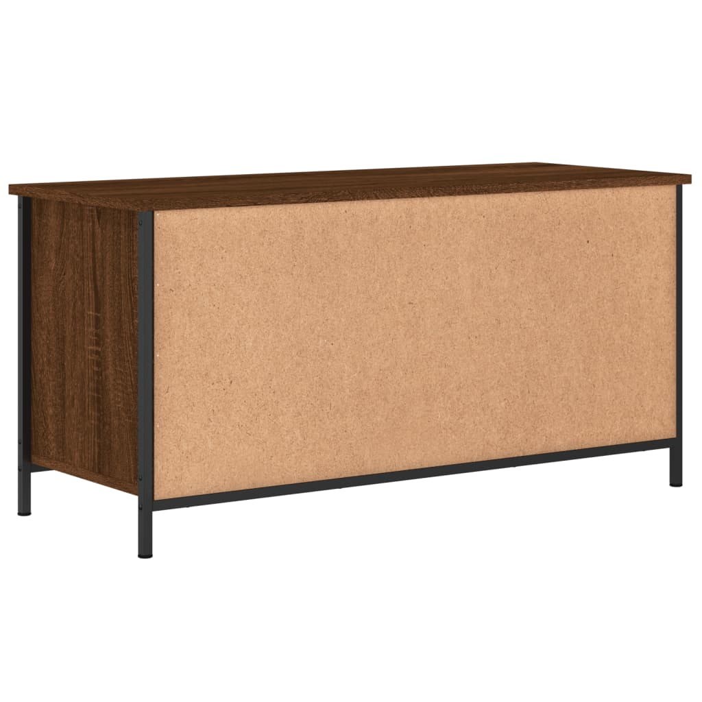 Meuble TV aspect chêne marron 100x40x50 cm matériau bois