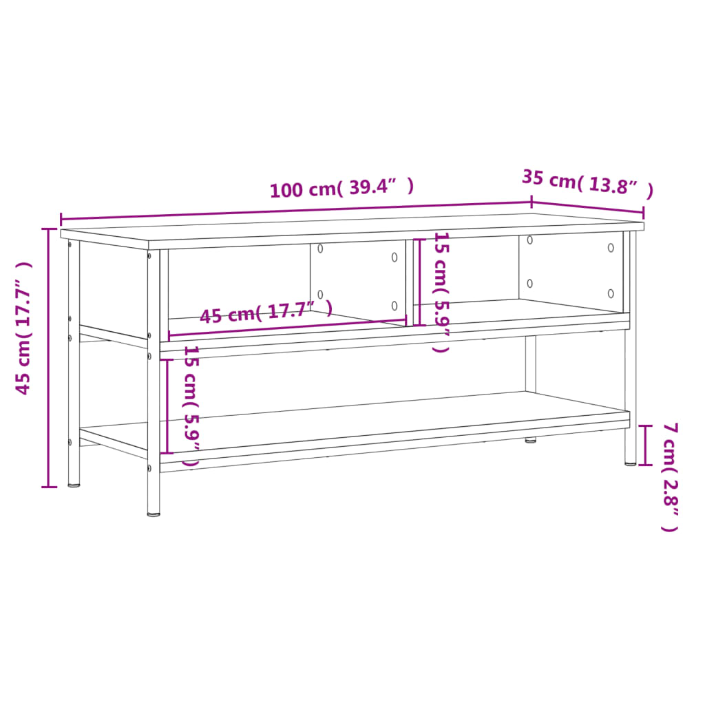 Meuble TV chêne Sonoma 100x35x45 cm matériau bois